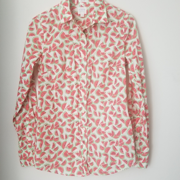 J Crew Factory Perfect Fit Watermelon Shirt XXS - Picture 4 of 8